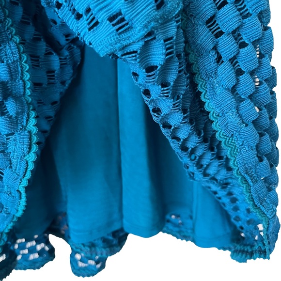 Anthropologie Tracy Reese Teal Blue Godet Knit Dress Fit Flare size Small - Picture 5 of 11